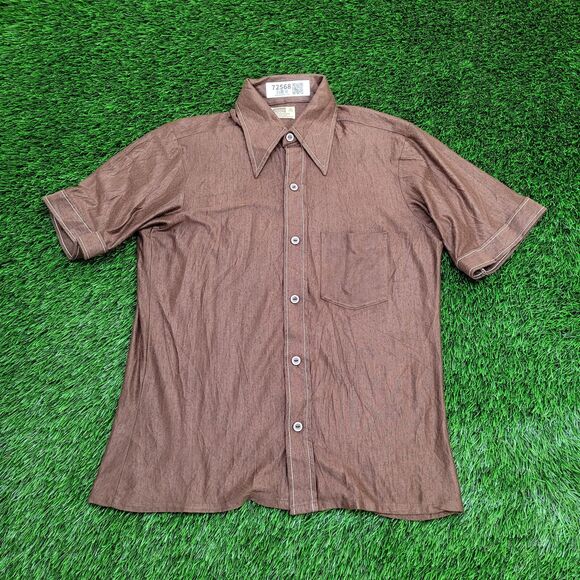 Vintage 80s MOD Hippie Button Shirt S/M19x26 Disco Western - Picture 1 of 9